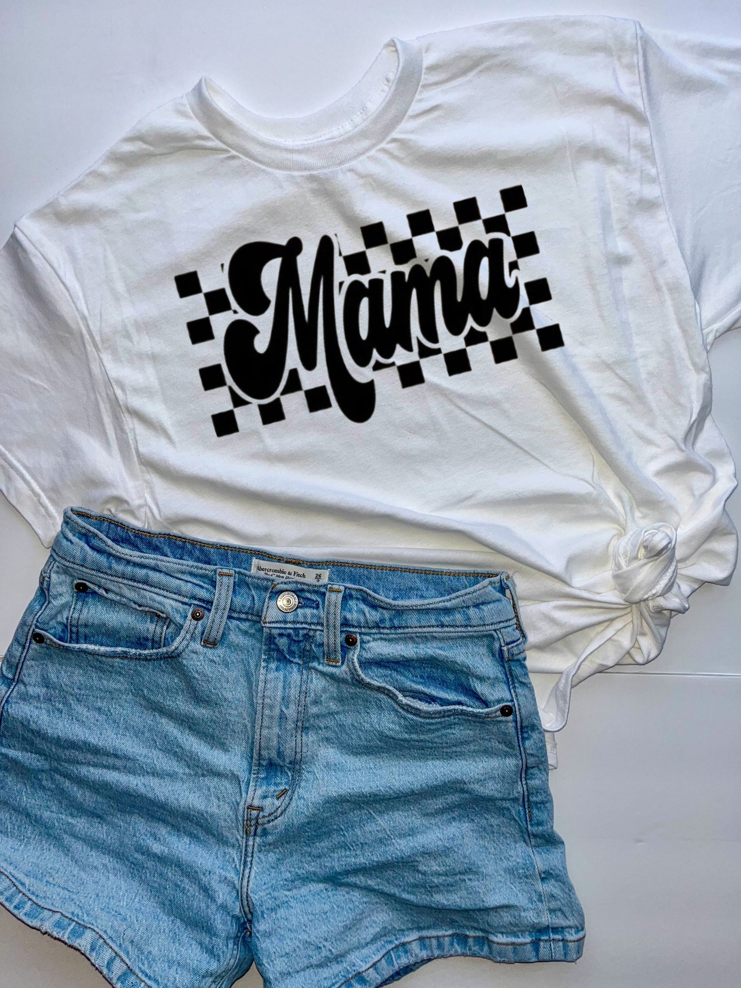 Checkered Mama Tee