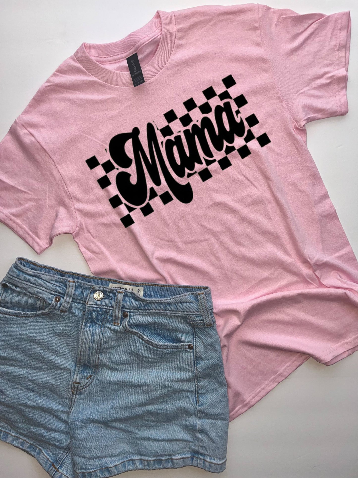 Checkered Mama Tee