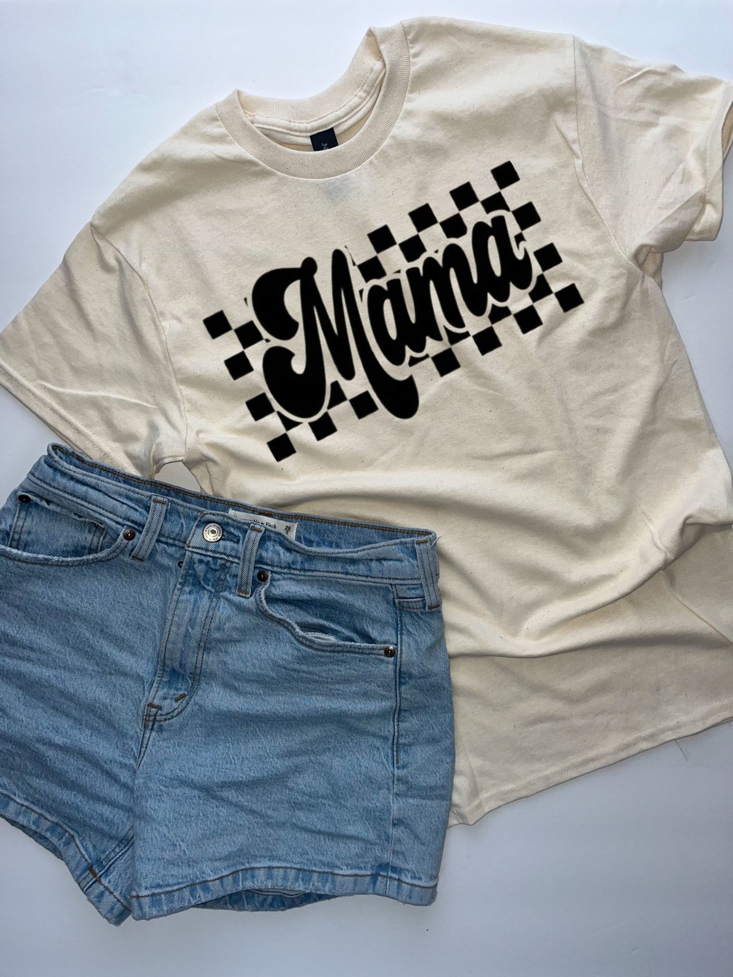 Checkered Mama Tee