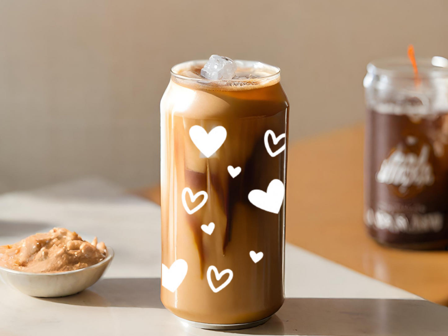 Heartfelt Sips: 16oz Glass Cup - Spread Love with Vinyl Decal