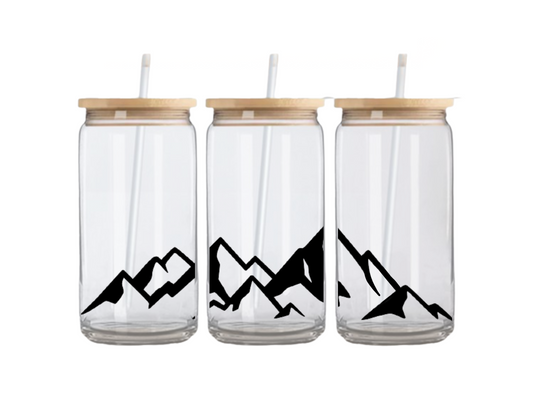 Mountain Sips: 16oz Glass Cup - Perfect for Dreamy Sipping