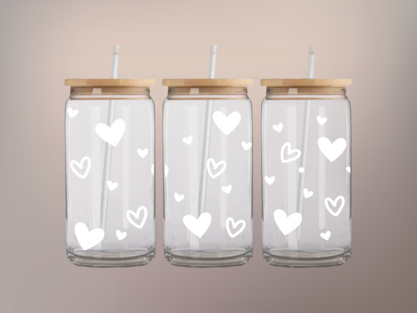 Heartfelt Sips: 16oz Glass Cup - Spread Love with Vinyl Decal