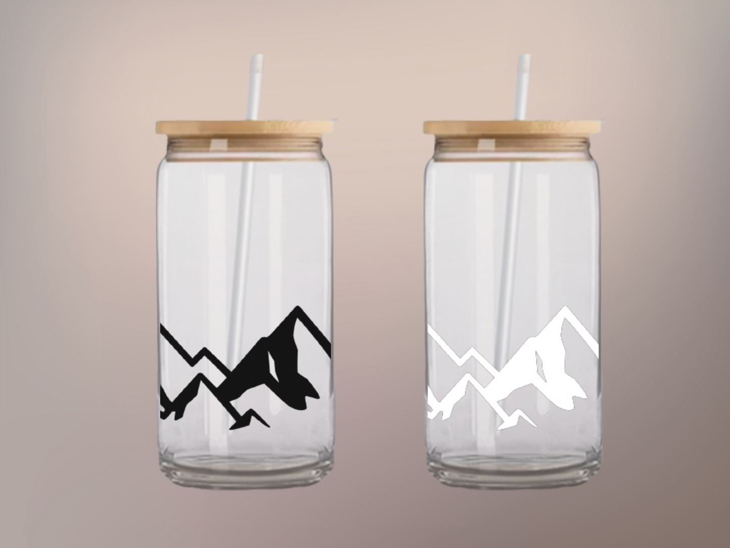 Mountain Sips: 16oz Glass Cup - Perfect for Dreamy Sipping