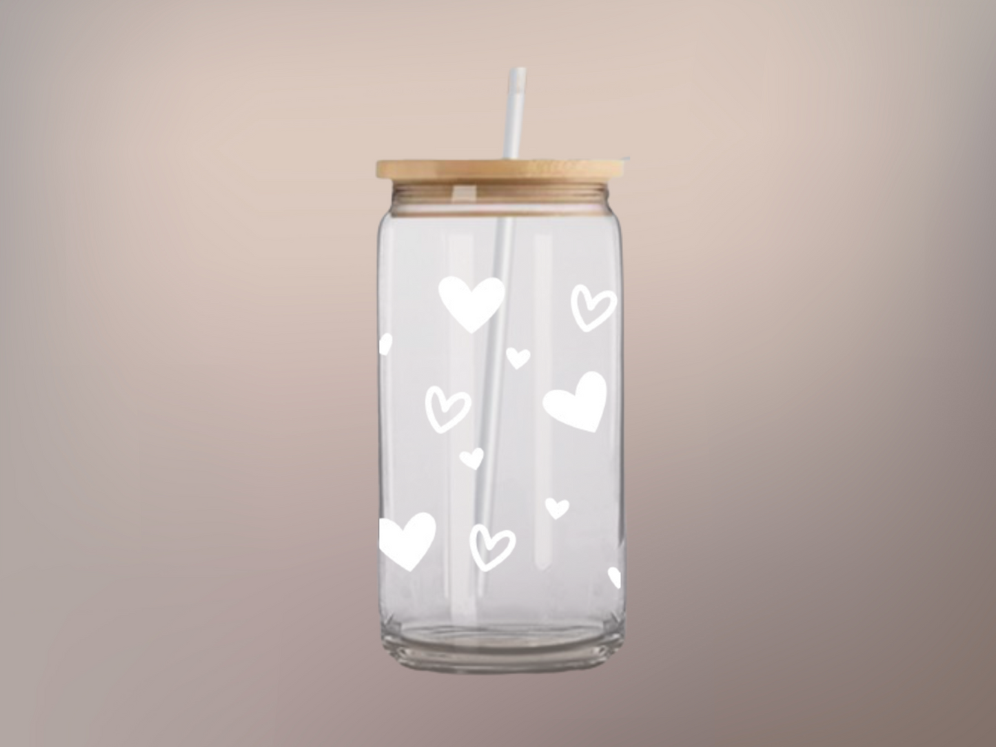 Heartfelt Sips: 16oz Glass Cup - Spread Love with Vinyl Decal