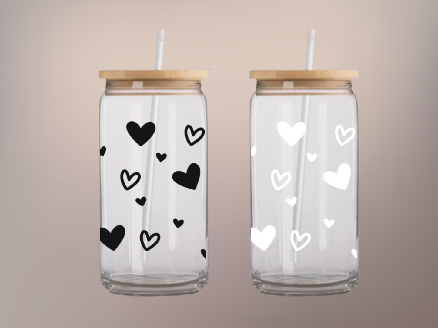 Heartfelt Sips: 16oz Glass Cup - Spread Love with Vinyl Decal