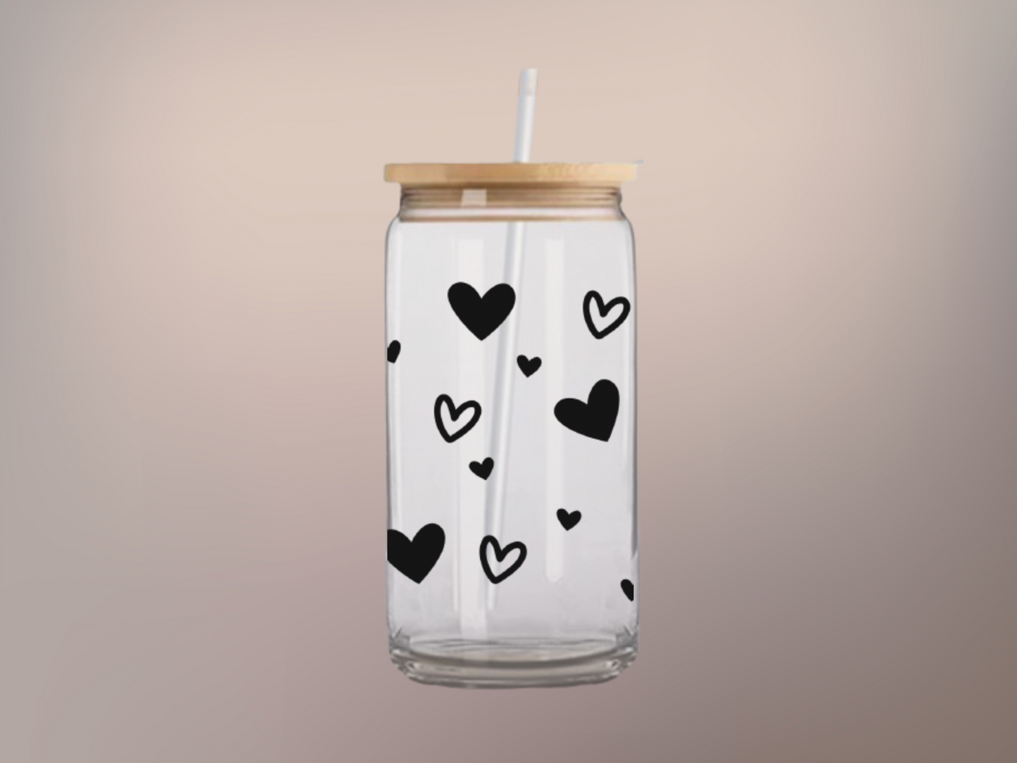 Heartfelt Sips: 16oz Glass Cup - Spread Love with Vinyl Decal